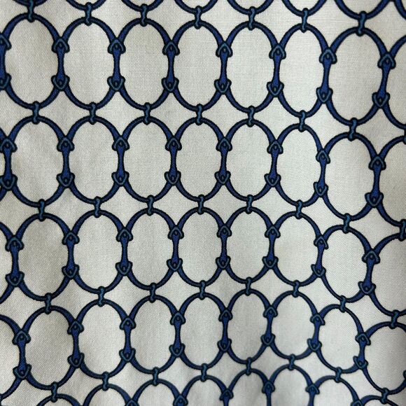 Talbots White Blue Chain Print Wrinkle Resistant LS Button Front Shirt Size 12 - Picture 10 of 15